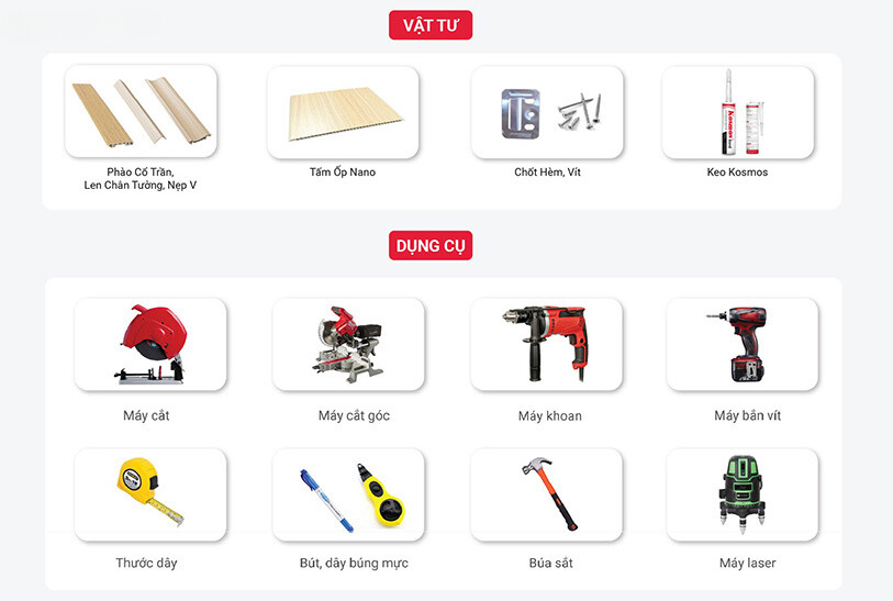 Hướng dẫn thi công tấm ốp Nano trên tường 9 phụ kiên tấm ốp